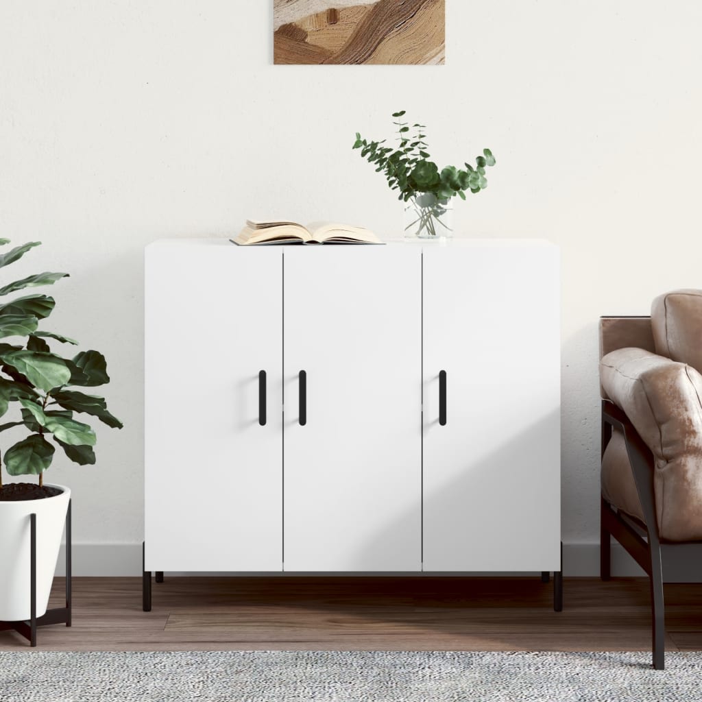 White sideboard 90x34x80 cm engineered wood