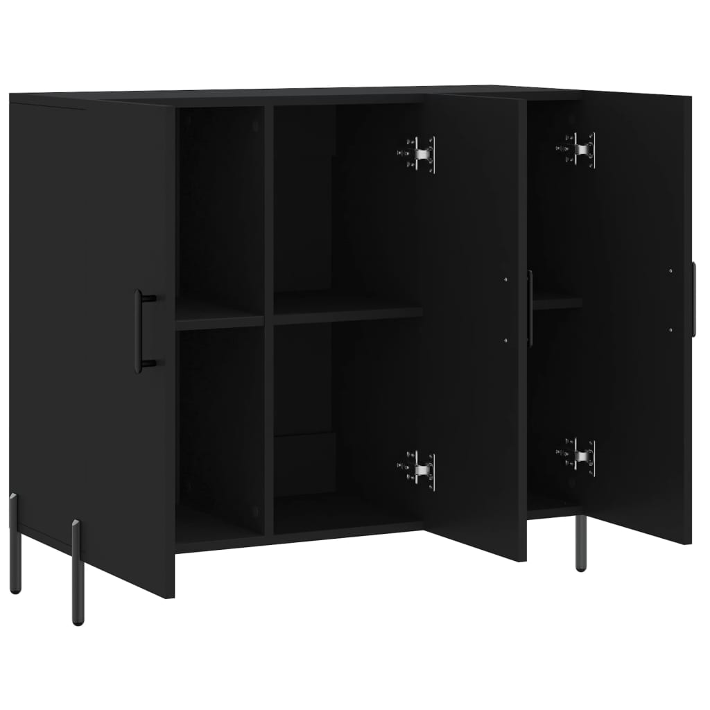 Schwarzes Sideboard 90x34x80 cm aus Holzwerkstoff