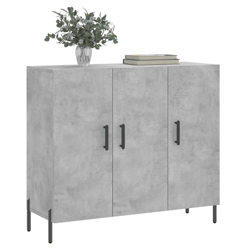 Concrete gray sideboard 90x34x80 cm engineered wood