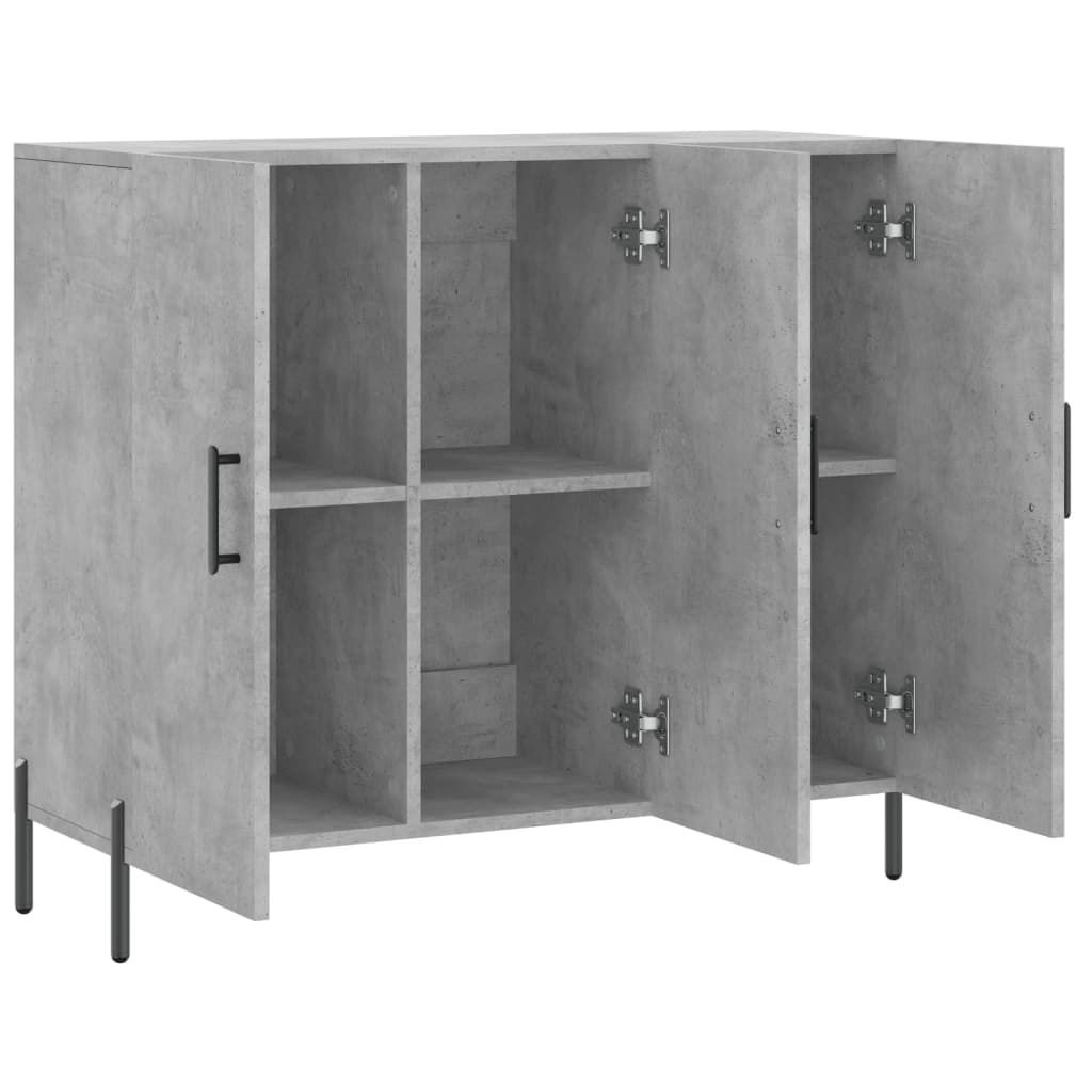 Concrete gray sideboard 90x34x80 cm engineered wood