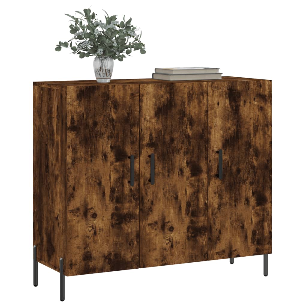 Smoked oak sideboard 90x34x80 cm engineered wood