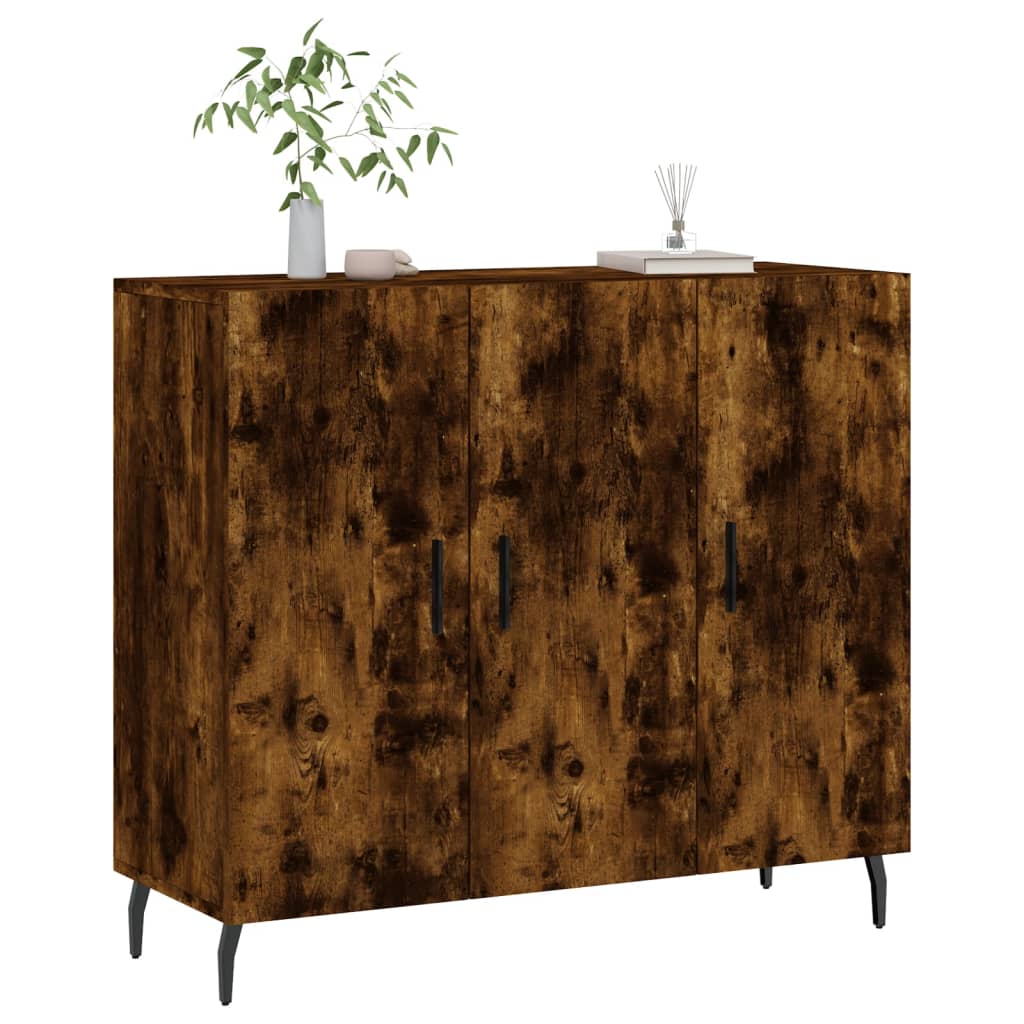 Smoked oak sideboard 90x34x80 cm engineered wood