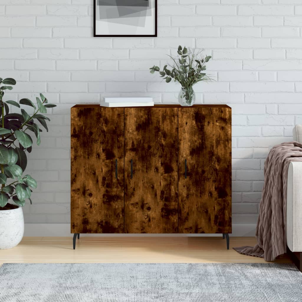 Smoked oak sideboard 90x34x80 cm engineered wood