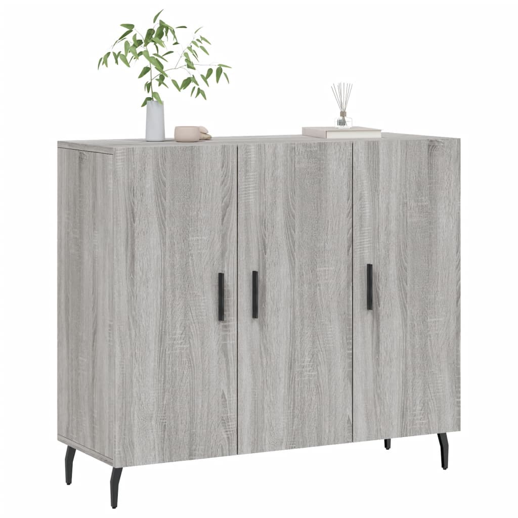 Sonoma graues Sideboard 90x34x80 cm, Holzwerkstoff