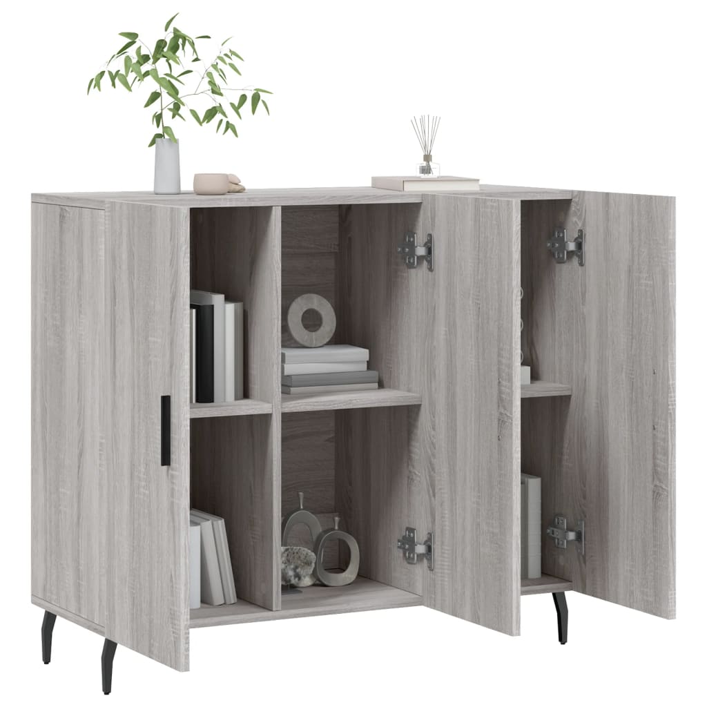 Sonoma graues Sideboard 90x34x80 cm, Holzwerkstoff