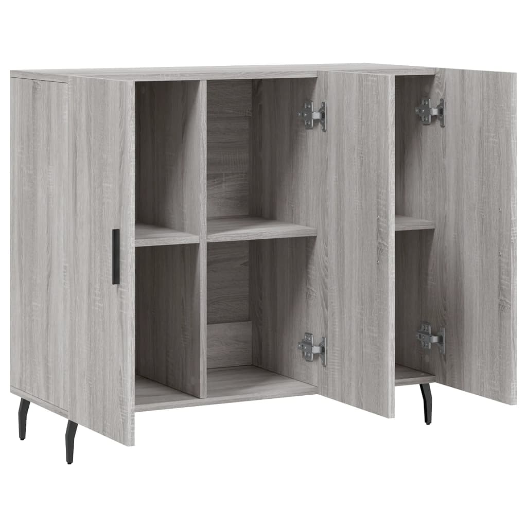 Sonoma graues Sideboard 90x34x80 cm, Holzwerkstoff