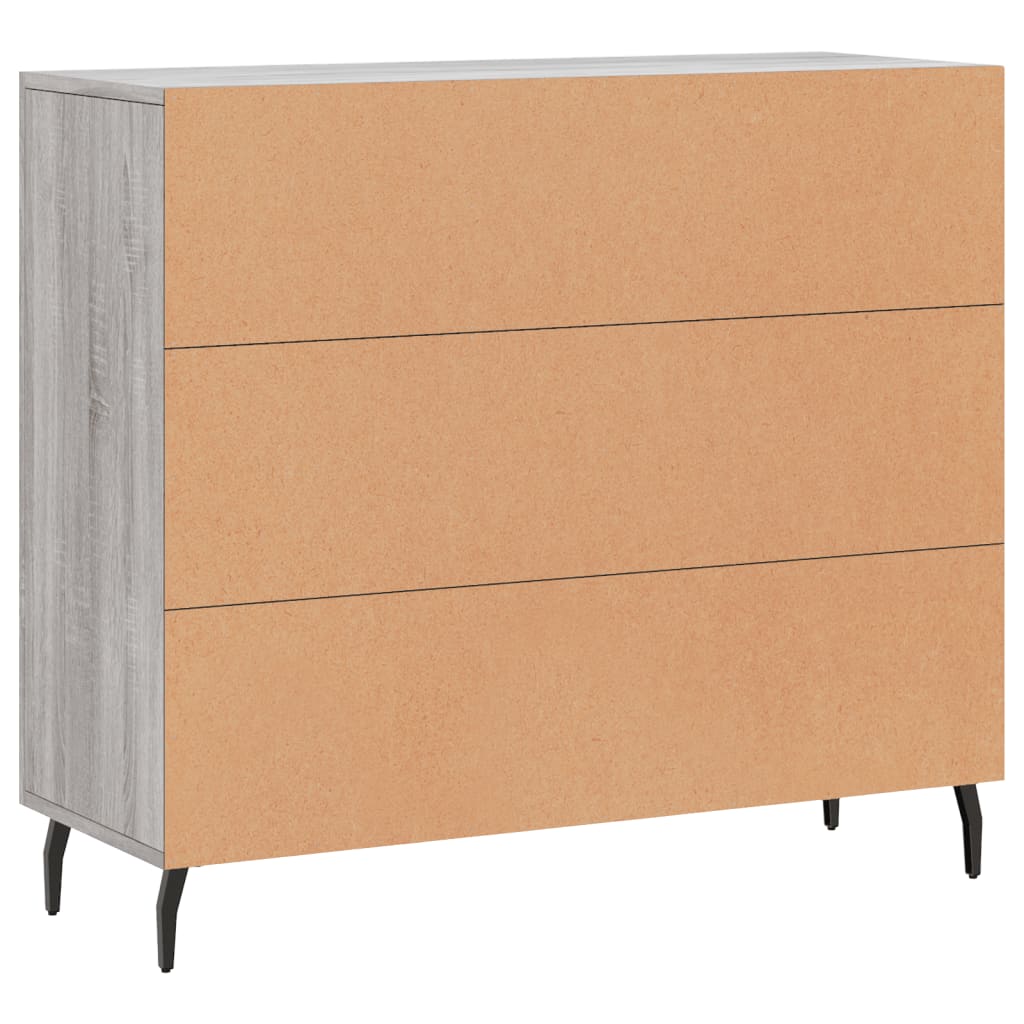 Sonoma graues Sideboard 90x34x80 cm, Holzwerkstoff