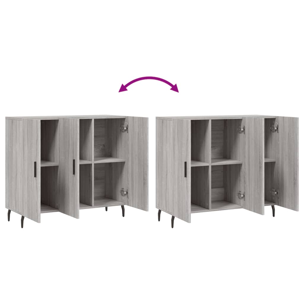 Sonoma graues Sideboard 90x34x80 cm, Holzwerkstoff