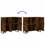 Buffet chêne fumé 90x34x80 cm bois d'ingénierie