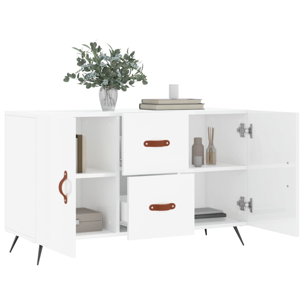 Buffet blanc brillant 100x36x60 cm bois d'ingénierie