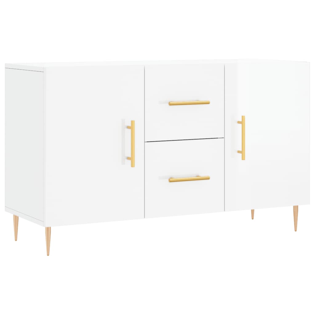 Buffet blanc brillant 100x36x60 cm bois d'ingénierie