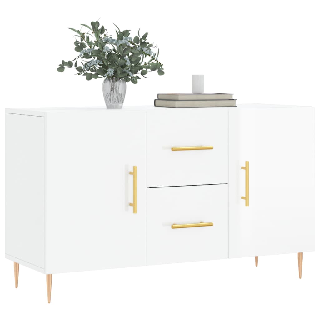 Buffet blanc brillant 100x36x60 cm bois d'ingénierie