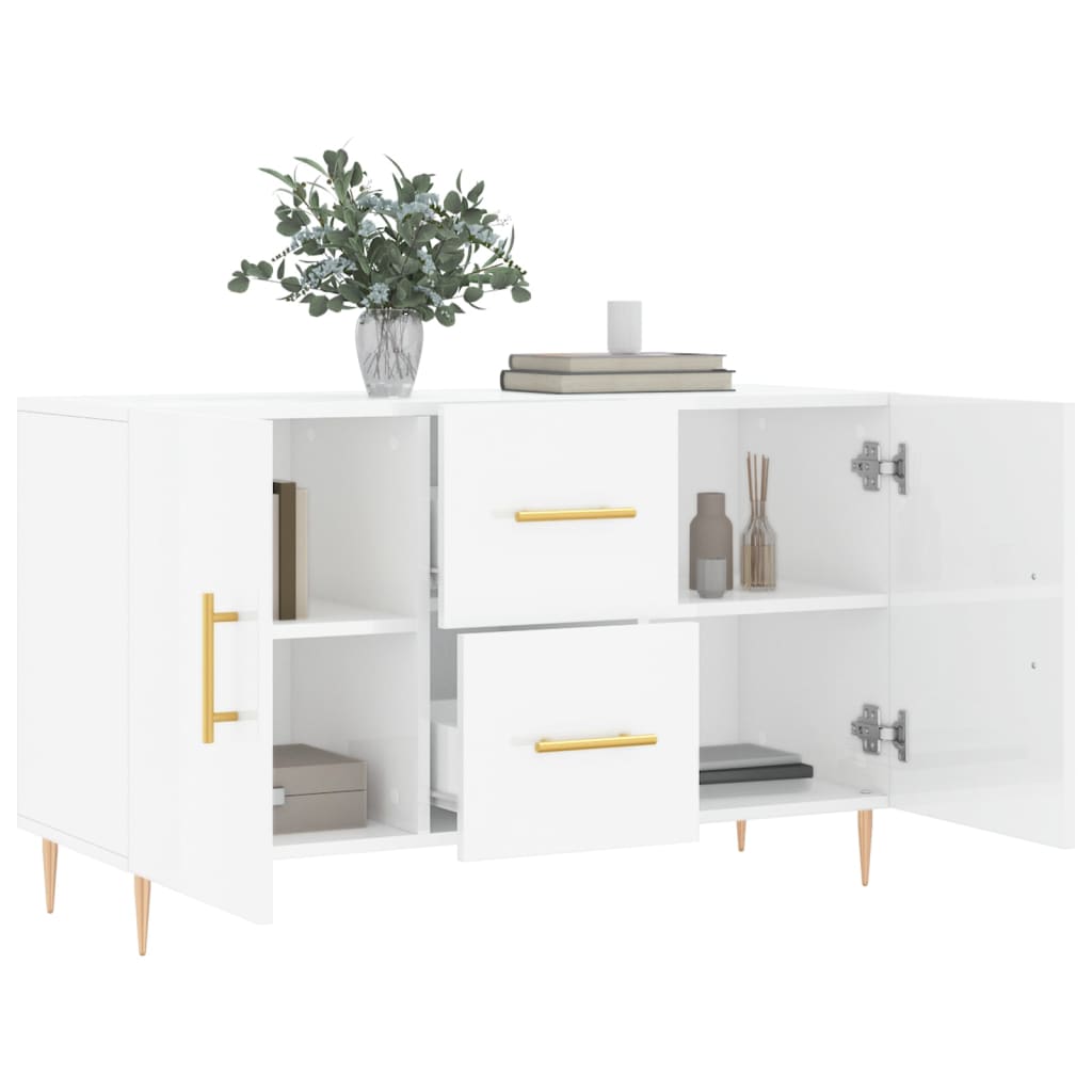 Buffet blanc brillant 100x36x60 cm bois d'ingénierie