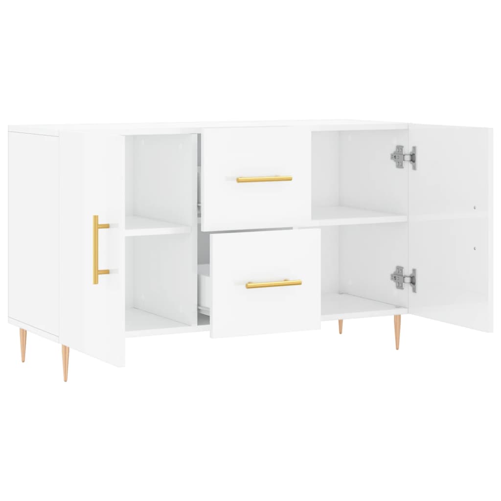 Buffet blanc brillant 100x36x60 cm bois d'ingénierie