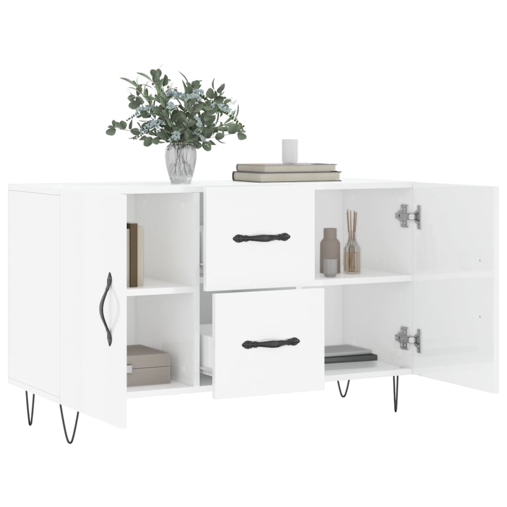 Buffet blanc brillant 100x36x60 cm bois d'ingénierie