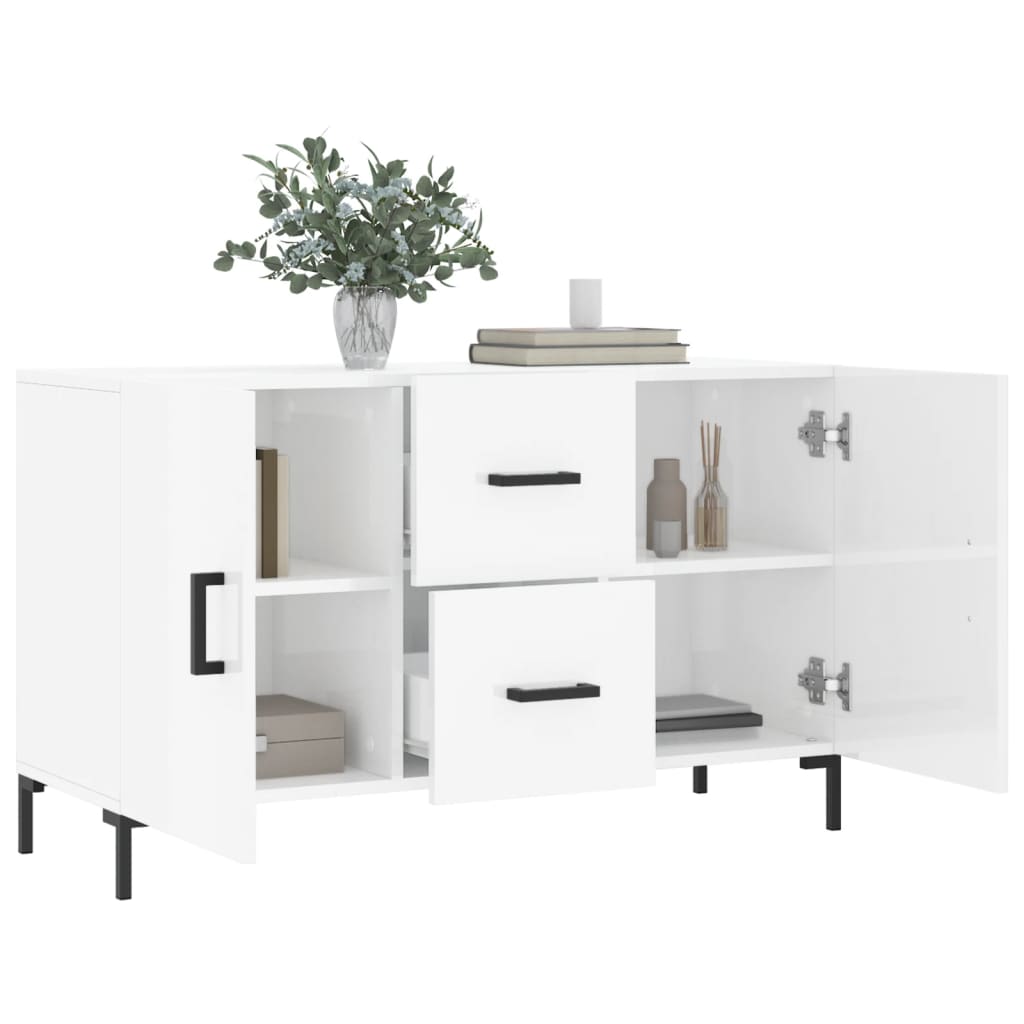 Buffet blanc brillant 100x36x60 cm bois d'ingénierie