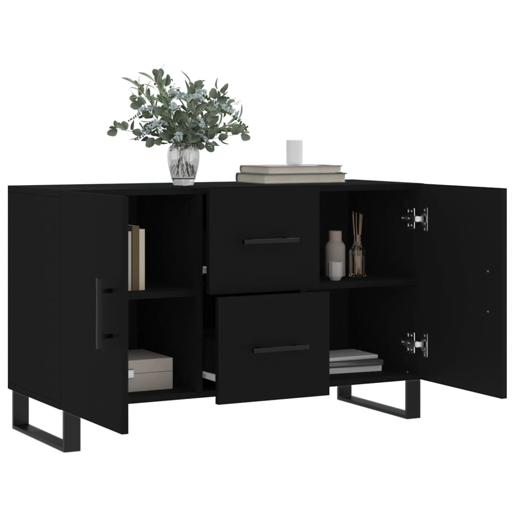 Buffet noir 100x36x60 cm bois d'ingénierie