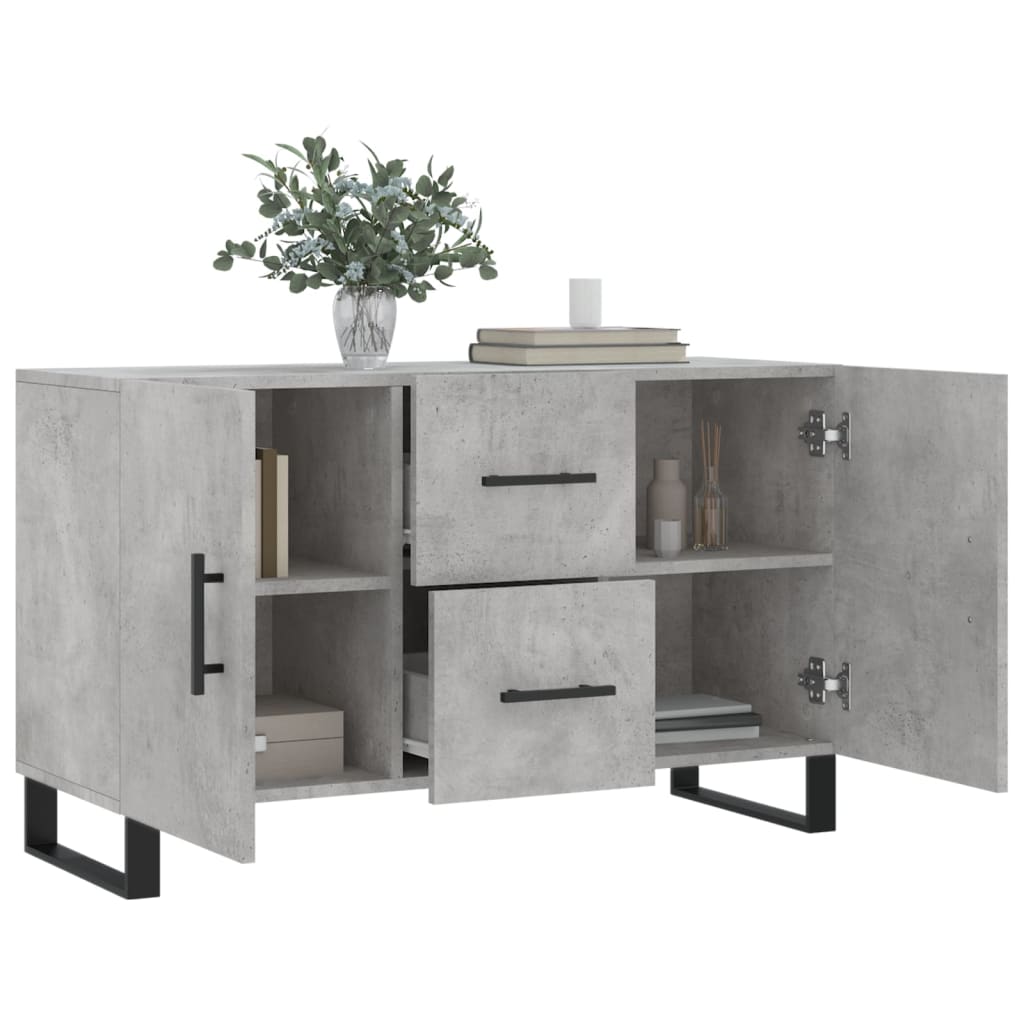 Buffet gris béton 100x36x60 cm bois d'ingénierie