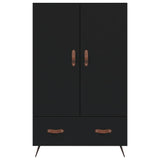 Buffet haut noir 69,5x31x115 cm bois d'ingénierie