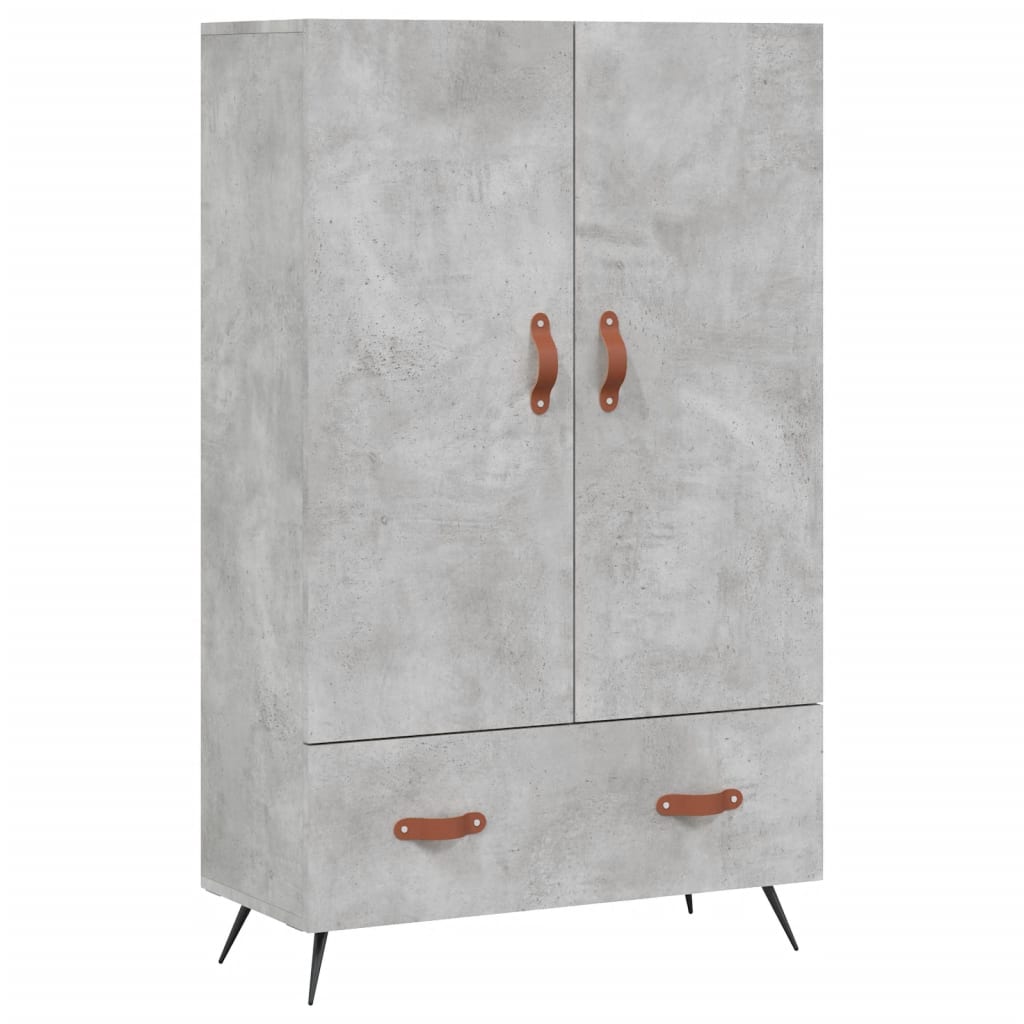 Buffet haut gris béton 69,5x31x115 cm bois d'ingénierie