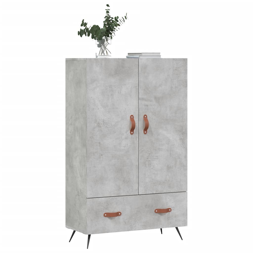 Buffet haut gris béton 69,5x31x115 cm bois d'ingénierie