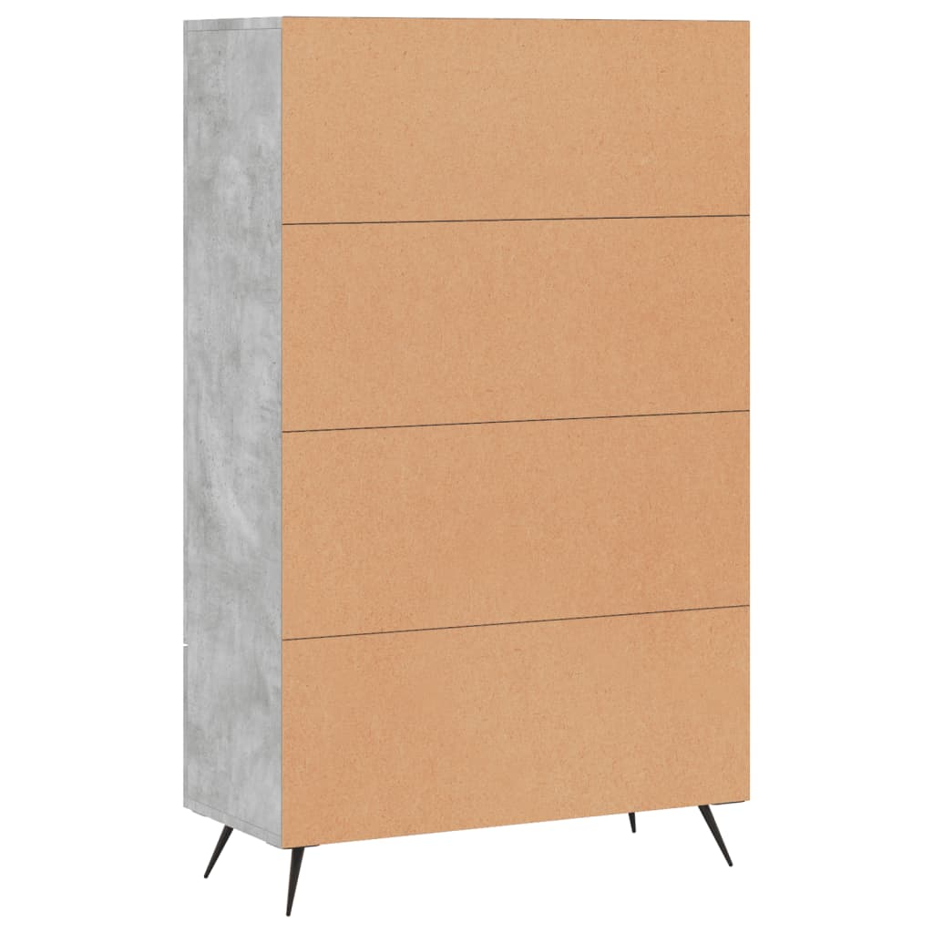 Betongraues hohes Sideboard 69,5 x 31 x 115 cm, Holzwerkstoff