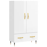 Buffet haut blanc brillant 69,5x31x115 cm bois d'ingénierie