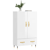 Buffet haut blanc brillant 69,5x31x115 cm bois d'ingénierie