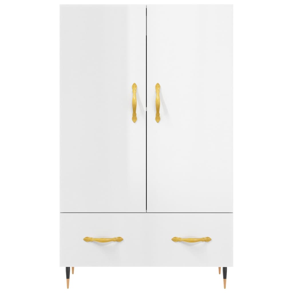 Buffet haut blanc brillant 69,5x31x115 cm bois d'ingénierie