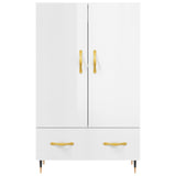 Buffet haut blanc brillant 69,5x31x115 cm bois d'ingénierie