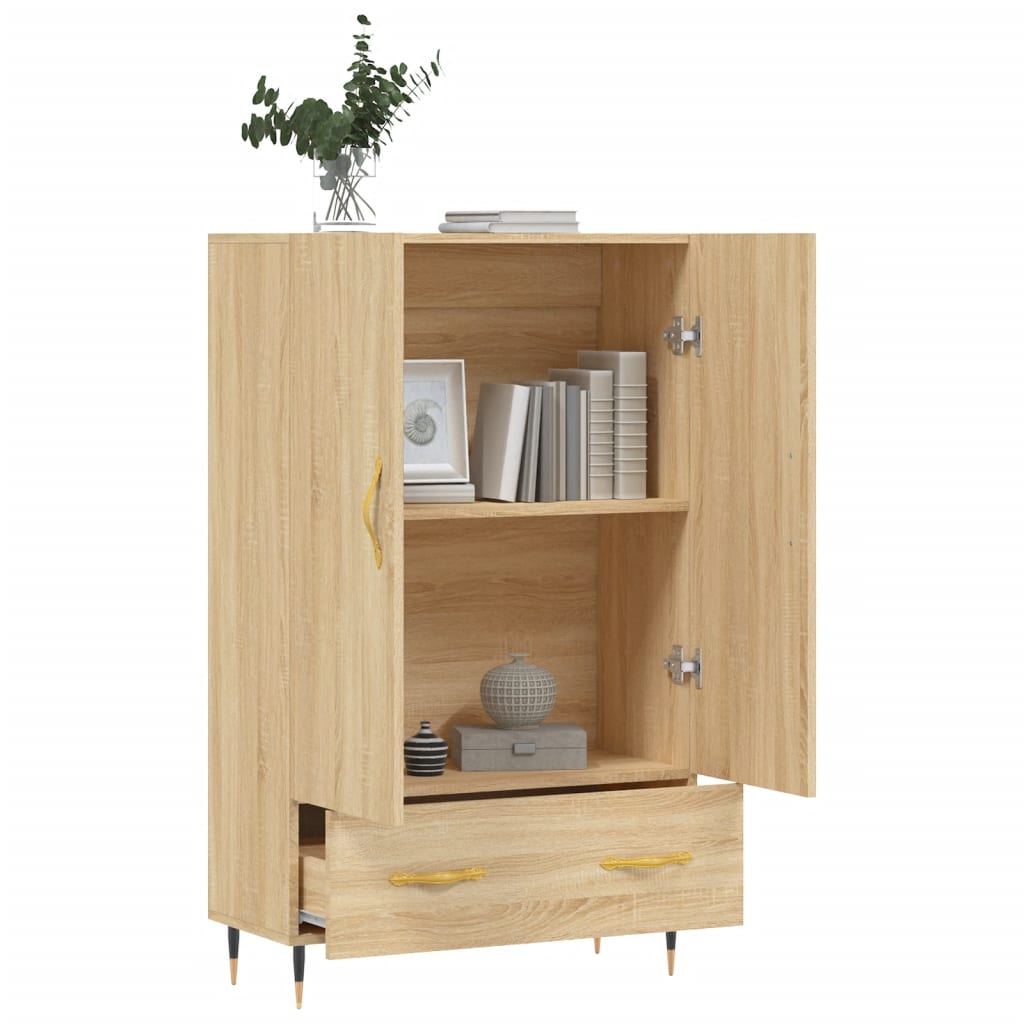 Hohes Sideboard aus Sonoma-Eiche, 69,5 x 31 x 115 cm, Holzwerkstoff