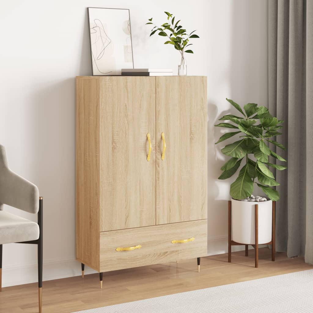 Hohes Sideboard aus Sonoma-Eiche, 69,5 x 31 x 115 cm, Holzwerkstoff