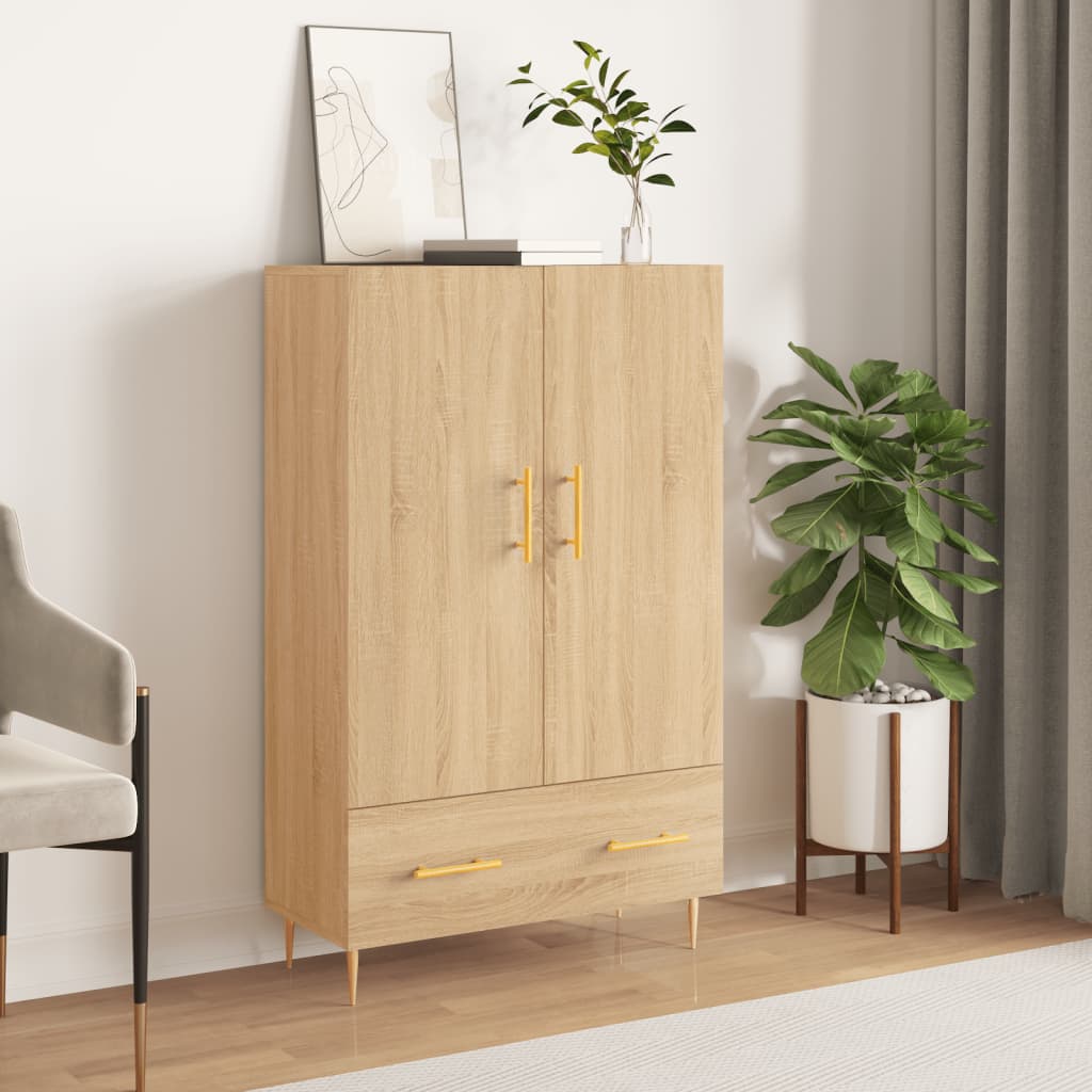 Hohes Sideboard aus Sonoma-Eiche, 69,5 x 31 x 115 cm, Holzwerkstoff