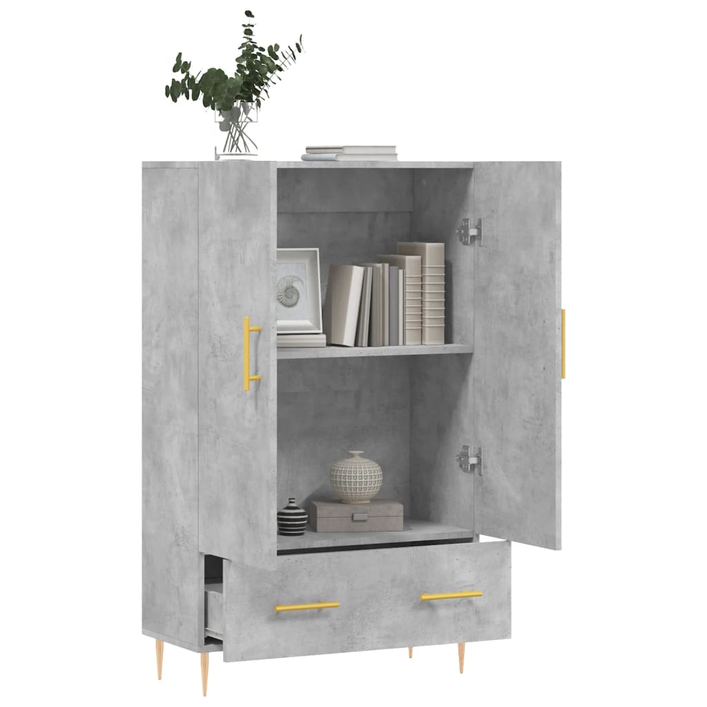 Concrete gray high sideboard 69.5x31x115 cm engineered wood