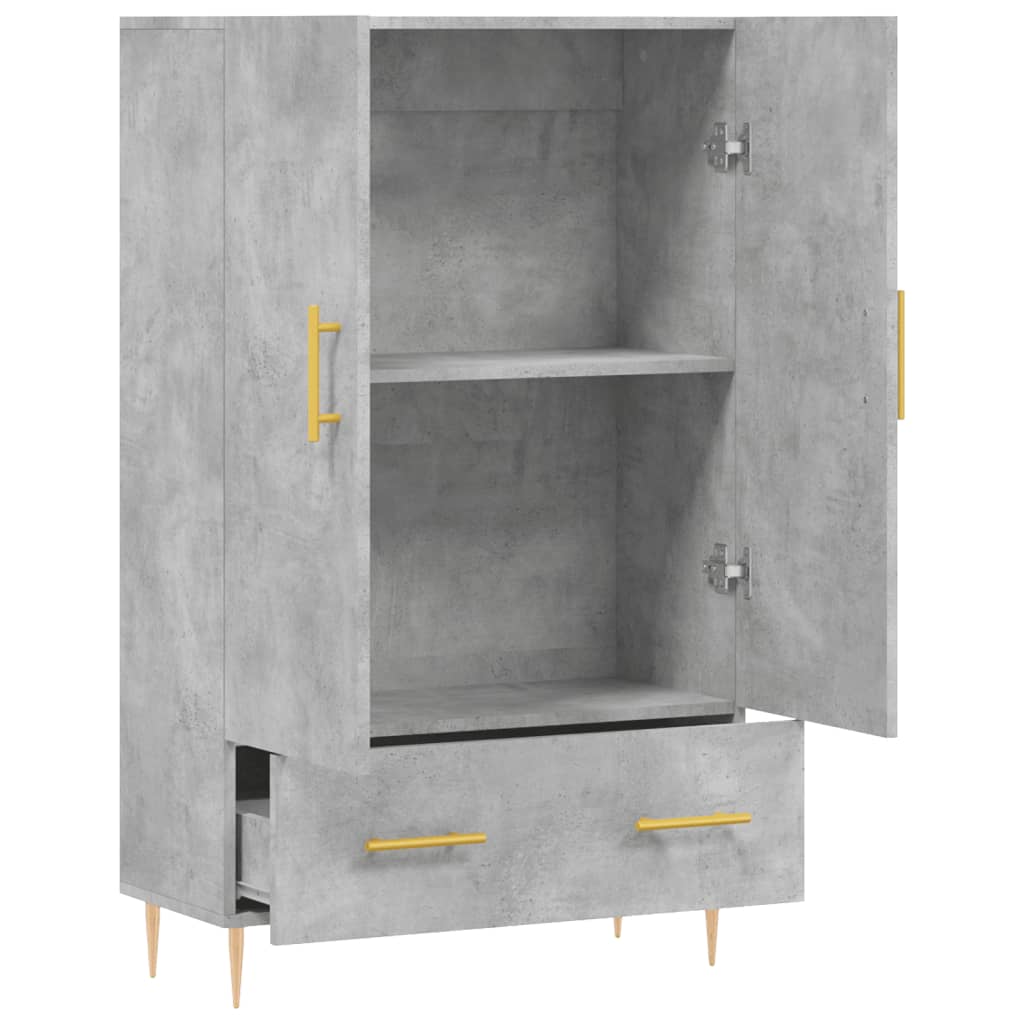 Buffet haut gris béton 69,5x31x115 cm bois d'ingénierie