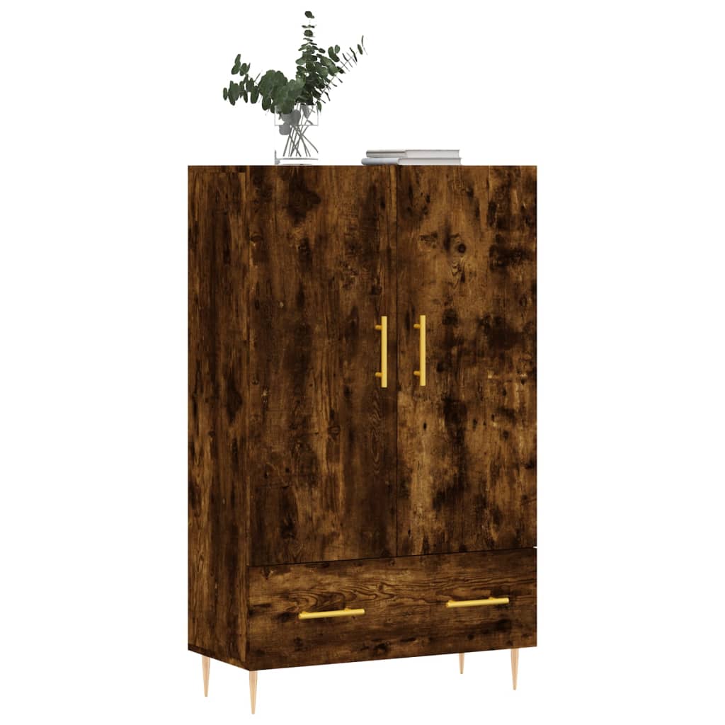 Buffet haut chêne fumé 69,5x31x115 cm bois d'ingénierie