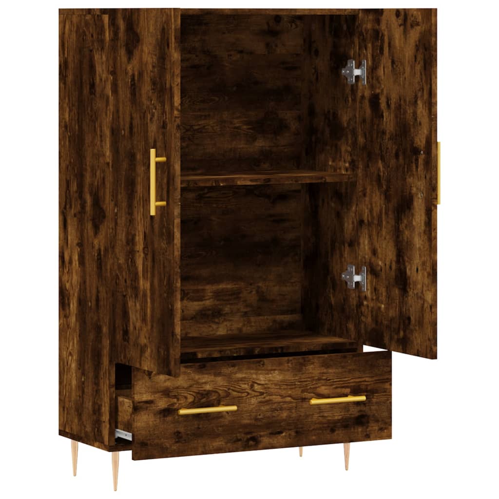 Buffet haut chêne fumé 69,5x31x115 cm bois d'ingénierie