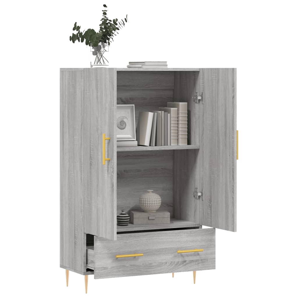 Buffet haut sonoma gris 69,5x31x115 cm bois d'ingénierie