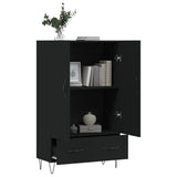 Buffet haut noir 69,5x31x115 cm bois d'ingénierie