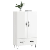 Buffet haut blanc brillant 69,5x31x115 cm bois d'ingénierie