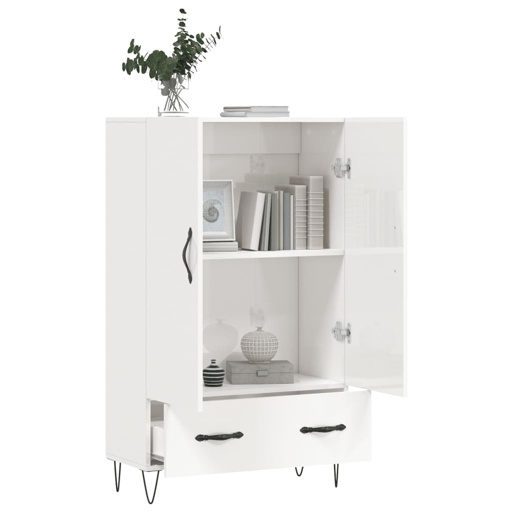 High sideboard white gloss 69.5x31x115 cm engineered wood