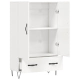 Buffet haut blanc brillant 69,5x31x115 cm bois d'ingénierie