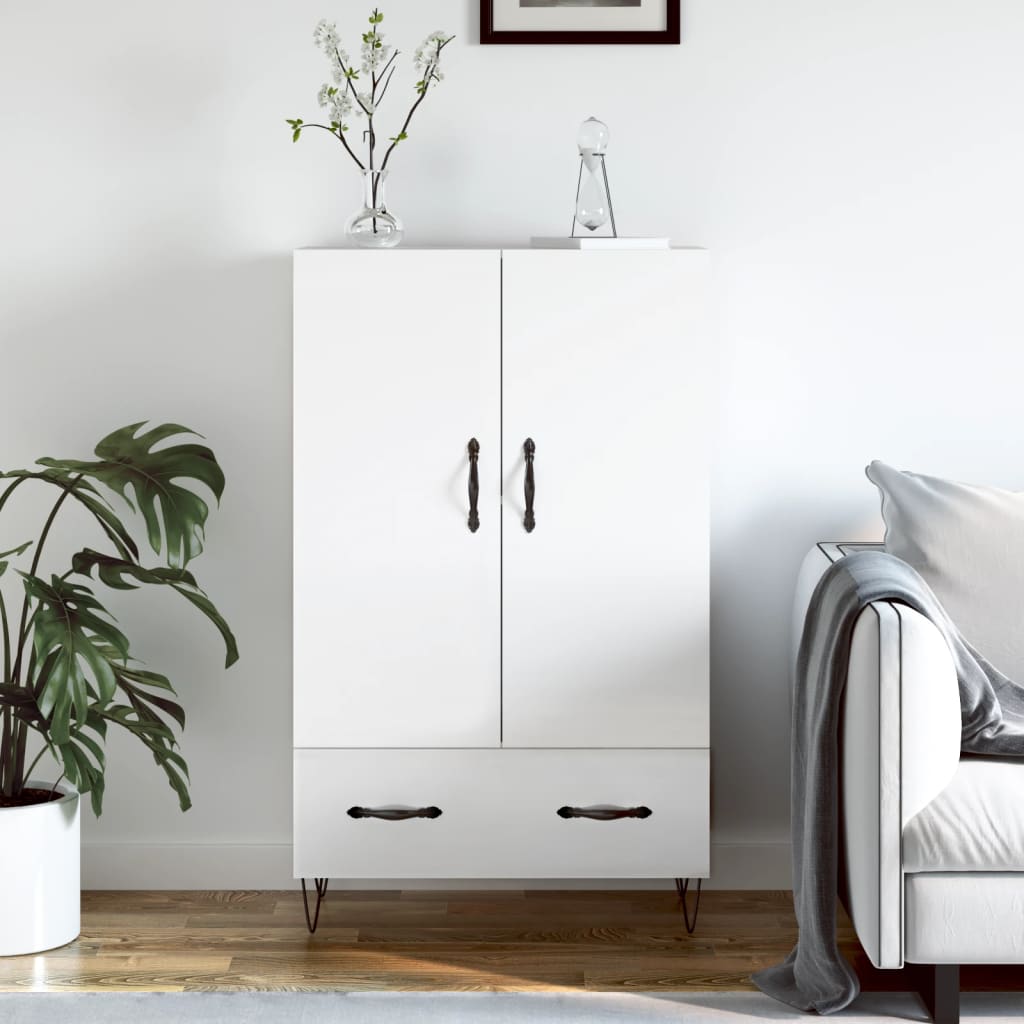 High sideboard white gloss 69.5x31x115 cm engineered wood