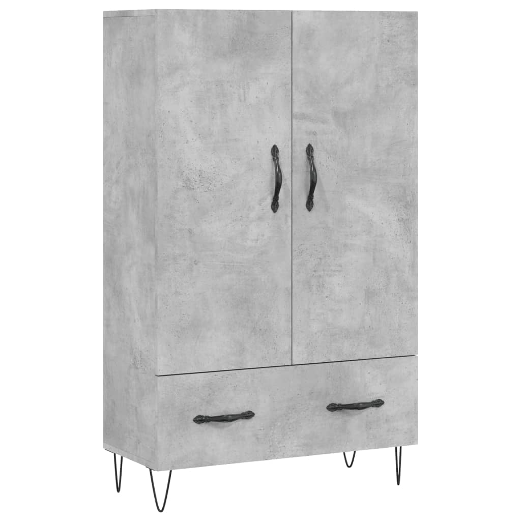 Betongraues hohes Sideboard 69,5 x 31 x 115 cm, Holzwerkstoff