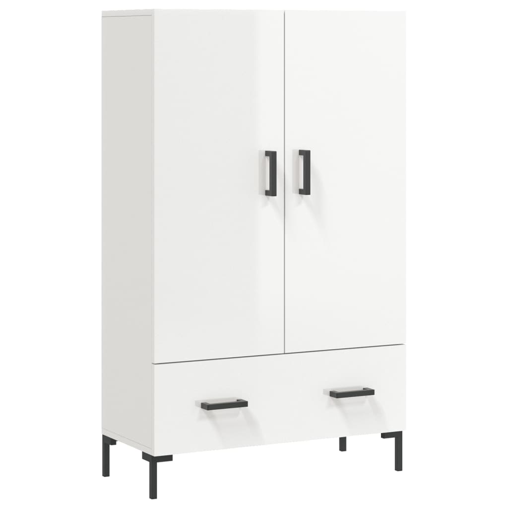 Buffet haut blanc brillant 69,5x31x115 cm bois d'ingénierie