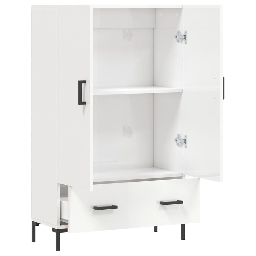 Buffet haut blanc brillant 69,5x31x115 cm bois d'ingénierie