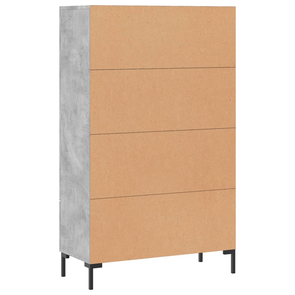 Betongraues hohes Sideboard 69,5 x 31 x 115 cm, Holzwerkstoff