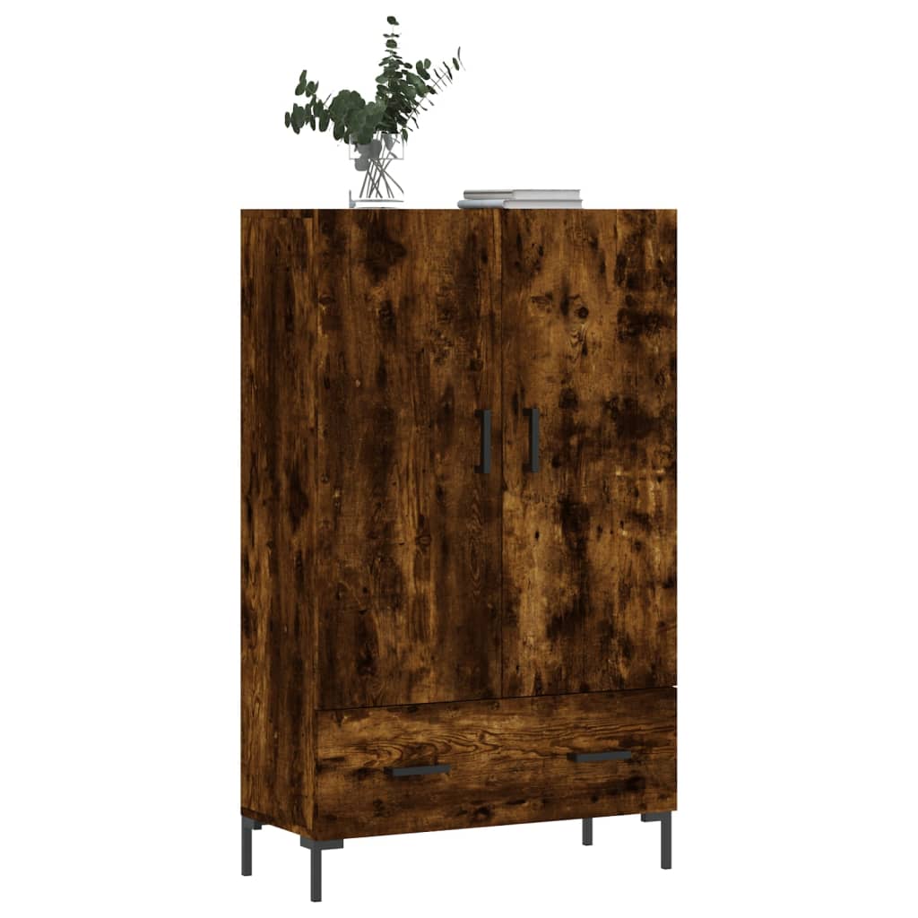 Hohes Sideboard aus geräucherter Eiche, 69,5 x 31 x 115 cm, Holzwerkstoff