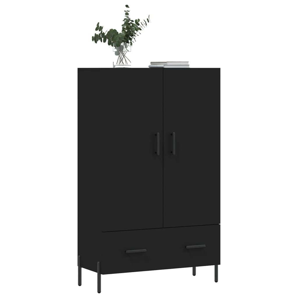 Buffet haut noir 69,5x31x115 cm bois d'ingénierie