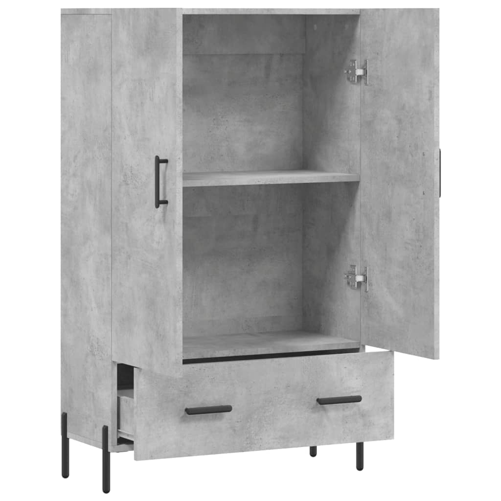 Buffet haut gris béton 69,5x31x115 cm bois d'ingénierie